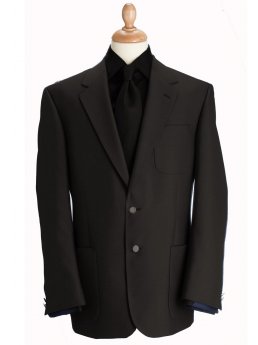 Blazer classique  poches en laine mlange noire Henley