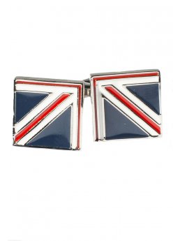 Boutons de manchette carrs chrom Union Jack