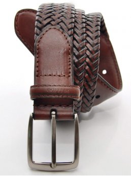 Ceinture espagnole en cuir tress marron