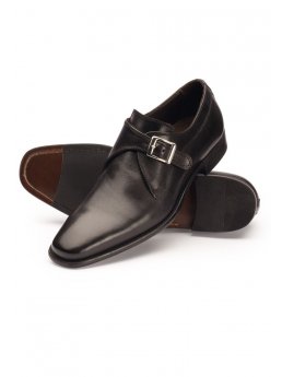Chaussures italiennes en cuir noir  boucle ardillon - Sergio