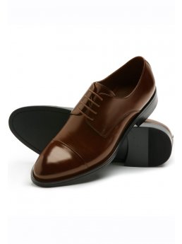Chaussures Oxford en cuir de veau marron avec semelle en caoutchouc - Hackman