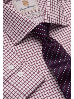 Chemise  carreaux en serg rouge 100% coton  simple manchette Easycare