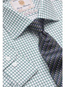 Chemise  carreaux en serg vert 100% coton  simple manchette Easycare