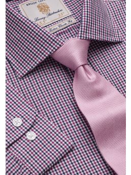 Chemise  carreaux rouge et bleu marine 100% coton  manchette simple Easycare