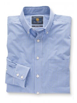 Chemise  col boutonn bleu 100% coton vichy Easycare