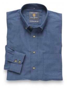 Chemise  col boutonn en serg bleu marine coton bross