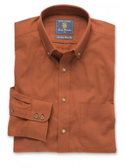 Chemise  col boutonn en serg rouille coton bross