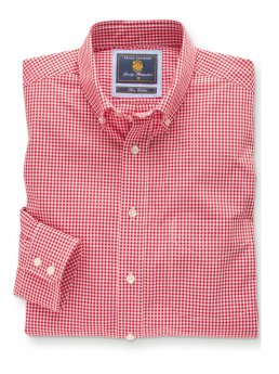 Chemise  col boutonn rouge 100% coton vichy Easycare
