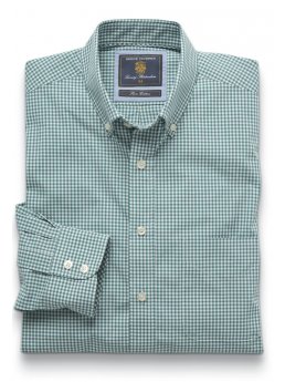 Chemise  col boutonn vert 100% coton vichy Easycare