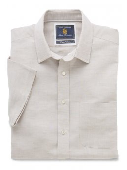 Chemise  manches courtes sable unie coton / lin