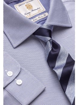 Chemise  motif yeux d'oiseaux bleu 100% coton  simple manchette Easycare