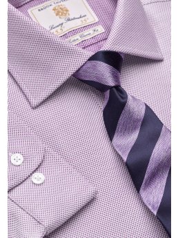 Chemise  motif yeux d'oiseaux violet 100% coton  simple manchette Easycare