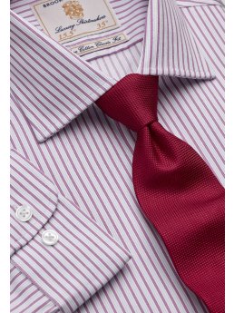Chemise  rayures en serg rose 100% coton  simple manchette Easycare