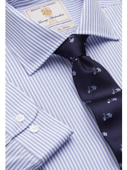 Chemise bleu clair  rayures Bengale 100% coton  manchette simple Easycare