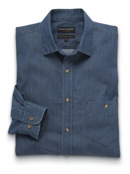 Chemise cintre 100% coton chambray lav bleu marine