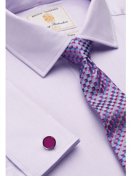 Chemise cintre lilas en serg royal 100% coton  double manchette Easycare