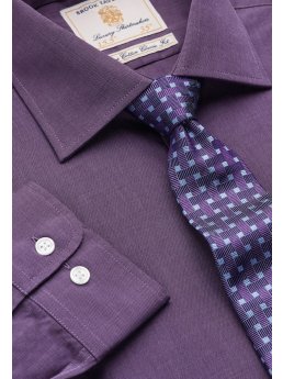 Chemise fil--fil prune 100% coton  simple manchette Easycare