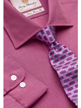 Chemise fil--fil rouge fraise 100% coton  manchette simple 35 Easycare
