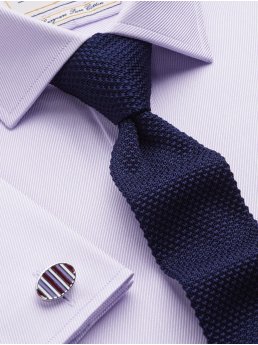 Chemise serg lilas Double bouton de manchette