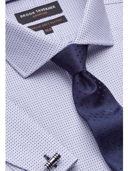 Chemise Signature cintre  petits carreaux bleu ciel  double manchette
