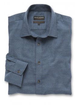 Chemise Signature en serg bleu marine uni