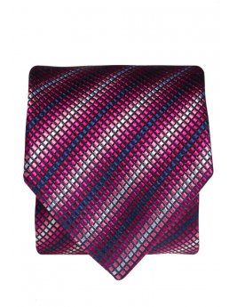 Cravate 100% soie bleu marine  carr diagonal violet, lilas et argent