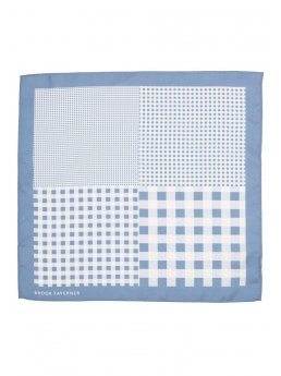 Mouchoir de poche 100% soie  motif bleu