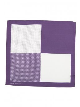 Mouchoir de poche 100% soie violet à motif