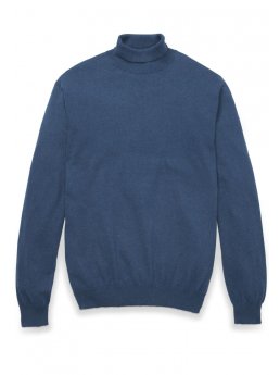 Pull  col roul coton cachemire indigo Aysgarth