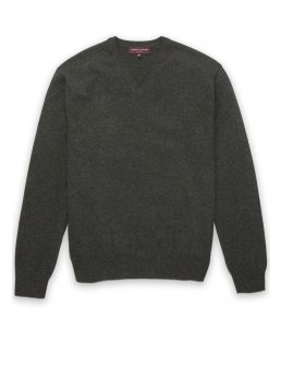 Pull col en V 100% cachemire charbon de bois Cranbrook