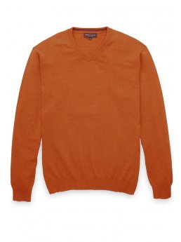 Pull col en V coton cachemire paprika Ferndown