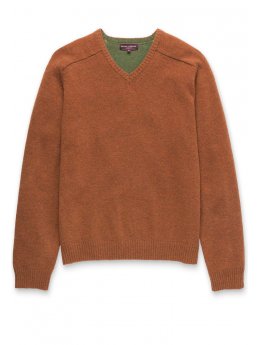 Pull col en V en laine d'agneau paprika Barnham