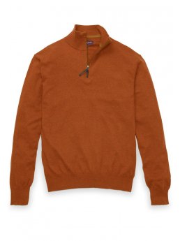 Pull col zipp coton cachemire paprika Newby