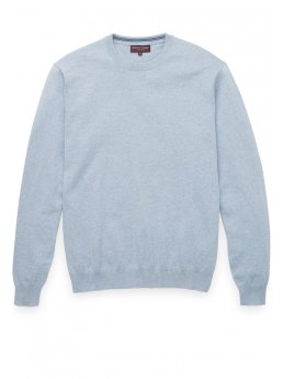 Pull ras du cou en cachemire coton bleu clair Sherbourne