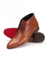 Bottes italiennes chukka en cuir marron avec semelle en caoutchouc forepart rouge - Salvatore