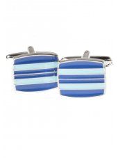 Boutons de manchette carrs bleu, turquoise et chrom