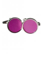 Boutons de manchette ronds violet et chrom