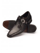 Chaussures italiennes en cuir noir  boucle ardillon - Sergio