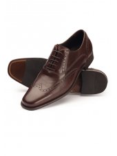 Chaussures italiennes richelieu en cuir marron avec semelle en caoutchouc forepart - Pietro