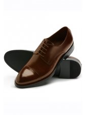 Chaussures Oxford en cuir de veau marron avec semelle en caoutchouc - Hackman