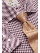 Chemise  carreaux bleu marine et orange 100% coton  simple manchette Easycare