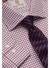Chemise  carreaux en serg rouge 100% coton  simple manchette Easycare