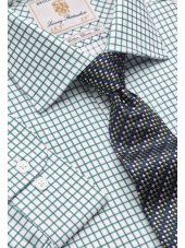 Chemise  carreaux en serg vert 100% coton  simple manchette Easycare
