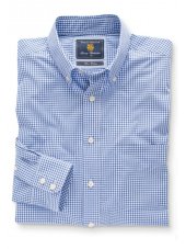 Chemise  col boutonn bleu 100% coton vichy Easycare