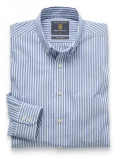 Chemise  col boutonn bleu  rayures Bengale coton