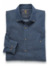 Chemise  col boutonn coton chambray bleu marine