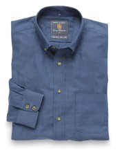 Chemise  col boutonn en serg bleu marine coton bross