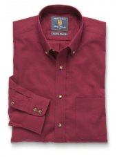 Chemise  col boutonn en serg rouge coton bross