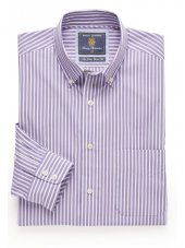 Chemise  col boutonn lilas  rayures Bengale coton