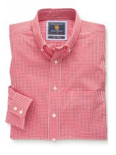 Chemise  col boutonn rouge 100% coton vichy Easycare